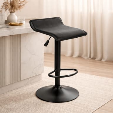 Scaun de bucatarie/bar, Artool, Fort, rotativ, piele ecologica neagra, picior metal negru, 38x39x84 cm