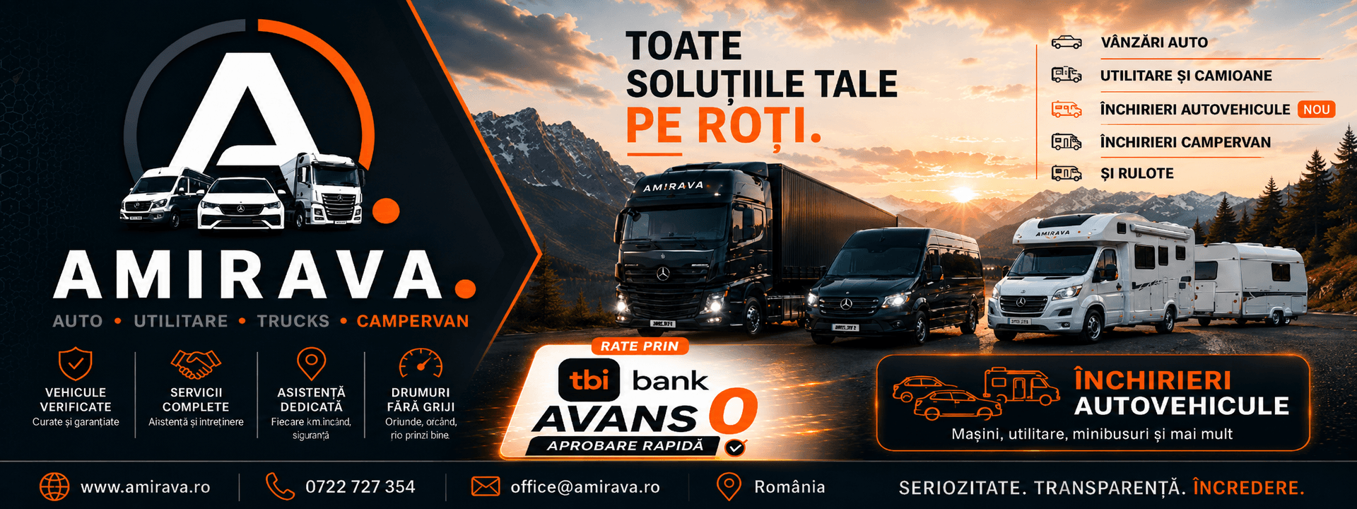 Amirava - toate solutiile tale pe roti: vanzari auto, inchirieri, camioane si rulote