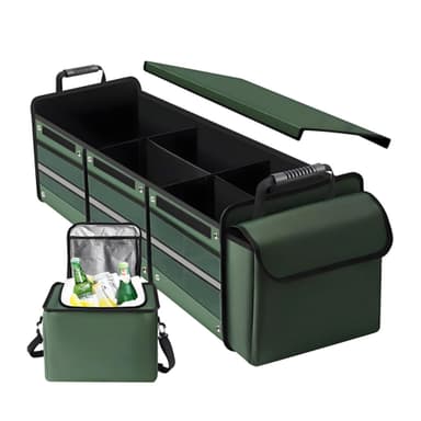 Organizator portbagaj auto Flippy pliabil cu geanta termoizolanta, verde