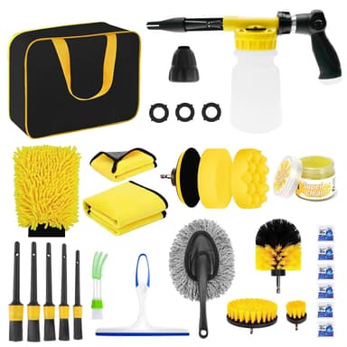 Set accesorii curatare auto Flippy, 26 piese, PP si Microfibra